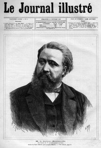 Porträt von Desire Magloire Bourneville (1840-1909), französischer Neurologe - Titelseite von „Le journal illustré“ von 1883 - Zeichnung von Henri Meyer (1844-1899)