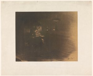Dunkler Raum mit einer lesenden Frau von Henri Patrice Dillon (signed by artist)
