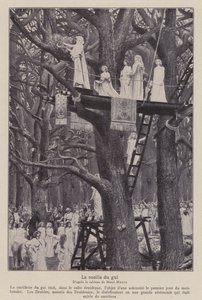 Druiden schneiden die Mistel am sechsten Tag des Mondes (Lithografie) von Henri Paul (after) Motte