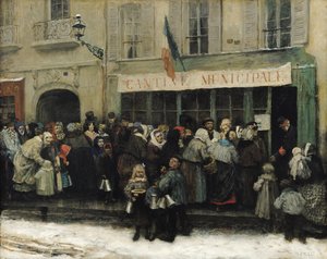 Eine Suppenküche während der Belagerung von Paris, nach 1870