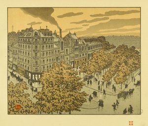 Vom Boulevard de Clichy aus [Die sechsunddreißig Ansichten des Eiffelturms] von Henri Rivière