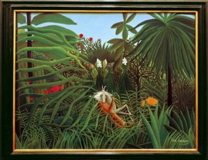 Pferd von einem Jaguar angegriffen von Henri Rousseau