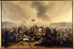 Schlacht von Sultan Kilij-Arslan gegen die Kreuzritter bei der Belagerung von Nicaea 1097 von Henri Serrur