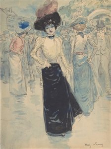 Eine Pariserin auf einer belebten Straße von Henri Somm