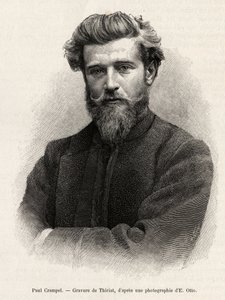 Porträt von Paul Crampel (1864-1891), französischer Entdecker Zentralafrikas. Gravur von Henri Thiriat zur Illustration der Geschichte „La mission Crampel“ von Albert Nebout (1862-1939), 1890, in Le tour du Monde 1892, herausgegeben von Edouard Charton (18