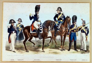 Gendarmen unter dem Zweiten Kaiserreich. Lithographie von Villain von Henri Villain