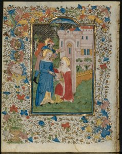 Die Heimsuchung: Blatt aus einem Stundenbuch (5 von 6 herausgetrennten Blättern) von Henri d