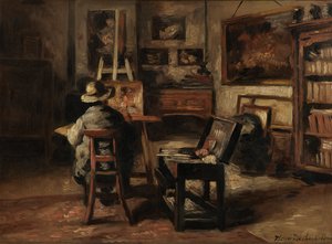 Das Atelier von Ferdinand De Braekeleer I, Vater des Malers von Henri de Braekeleer