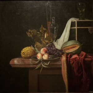 Stillleben mit Glas und Früchten, ca. 1675