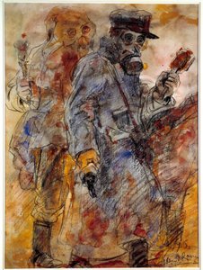 Erster Weltkrieg: Grenadier (Granatwerfer) - Zeichnung von Henri de Groux (Henry de Groux) (1866/1867-1930)