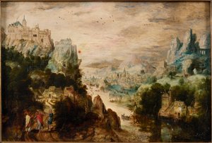 Landschaft mit Straße nach Emmaus, ca. 1540