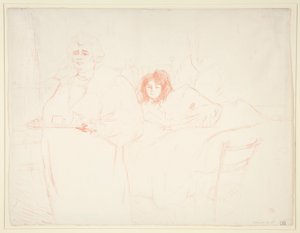 Frau mit einem Tablett, Frühstück, Madame Baron und Mademoiselle Popo (aus der Serie Elles) von Henri de Toulouse Lautrec