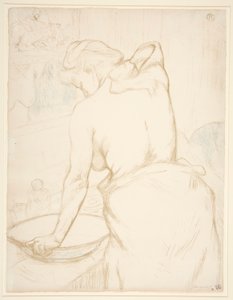 Frau bei ihrer Toilette, sich waschend, aus der Serie Elles