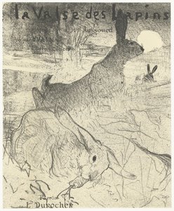 Umschlag für Musikblatt mit dem Lied La Valse des Lapins mit Kaninchen in der Landschaft von Henri de Toulouse Lautrec