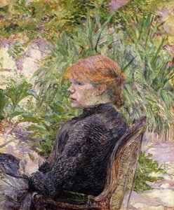Rothaarige Frau im Garten von Mr