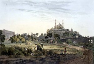 Eine Ansicht von Lucknow, Tafel VII, graviert von Daniel Havell, 1809