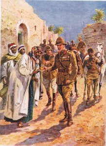 Die Gastfreundschaft des arabischen Scheichs gegenüber General Maude, Illustration aus Tapfere Taten von tapferen Männern, von C. Sheridan Jones, veröffentlicht 1922 von Henry A. 1868 1940 Payne