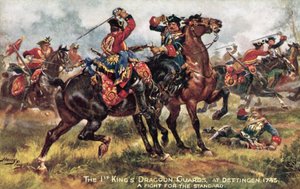 The Kings Horse, jetzt die 1st (Kings) Dragoon Guards, Schlacht von Dettingen, Juni 1743 von Henry A. Payne