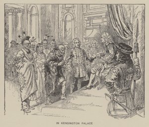 Empfang der Creek-Indianer durch König Georg II. im Kensington Palace von Henry Alexander (after) Ogden