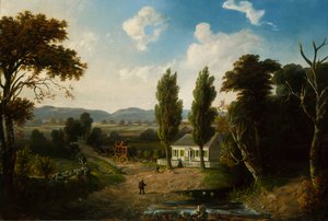 Landschaft mit Postkutsche, 1856