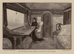Königin Victoria im königlichen Salonwagen (Gravur) von Henry Charles Seppings Wright