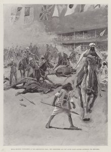 Königliches Militärturnier in der Landwirtschaftshalle, die Karabiniers und die New South Wales Lancers zerstreuen die Derwische von Henry Charles Seppings Wright