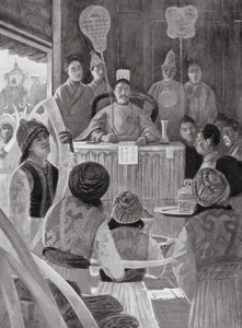 Siamesische Gesandte zollen dem Kaiser von China Tribut von Henry Charles Seppings Wright