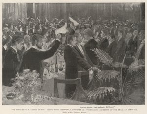 Das Bankett für M Santos Dumont im Hotel Metropole, 25. November, Begeisterter Empfang des brasilianischen Aeronauten