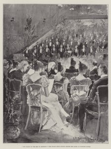 Der Marsch der Männer von Harlech, der walisische Chor singt vor der Königin im Windsor Castle von Henry Charles Seppings Wright
