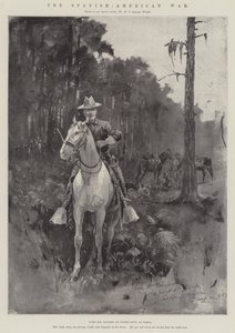 Der Spanisch-Amerikanische Krieg, mit der Kavallerie auf Wachposten in Tampa (Gravur) von Henry Charles Seppings Wright