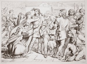 Wie Hereward den Bären tötete, Illustration aus Hereward the Great von Charles Kingsley, veröffentlicht 1870, graviert von C.G. Lewis (Stahlstich)