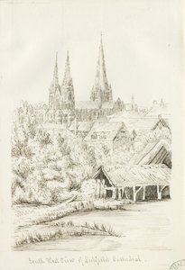 Lichfield Kathedrale - Südwestansicht von Henry Curzon Allport