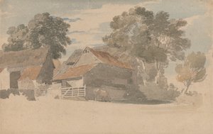Bauerngebäude mit Bäumen von Henry Edridge