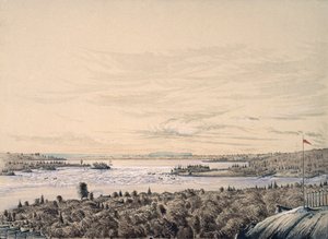 Sault de Ste. Marie zwischen den Seen Huron und Superior, 1842 von Henry Francis Ainslie