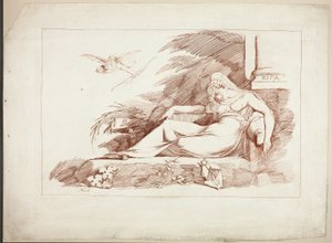 Schlafende Frau mit einem Amor von Johann Heinrich Füssli