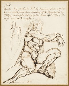 Studie eines Ignudo in der Sixtinischen Kapelle, Rom (recto); Paraphrase des Ignudo, der rechts oben vom Propheten Jeremia in der Kapelle sitzt, Rom (verso) von Johann Heinrich Füssli