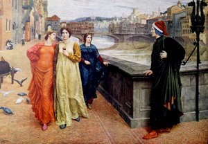 Dante Alighieri trifft seine Muse Beatrice Portinari in Florenz