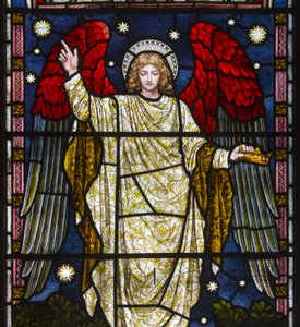Kirkstall, St. Stephan, Das Gedächtnis der Gerechten ist gesegnet (Detail), Sprüche Kapitel 10, Vers 7, ca. 1870 von Henry Holiday