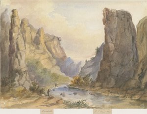 Dovedale - Landschaft: Aquarellmalerei, 1844