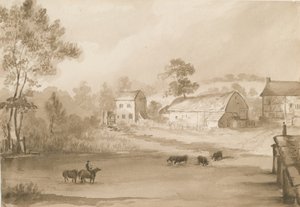 Trysull Mühle: Sepia-Waschzeichnung von Henry James Noyes