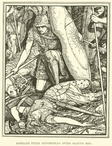 Achilles bemitleidet Penthesilea nach ihrer Tötung von Henry Justice Ford
