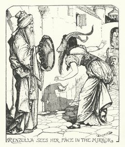 Renzolla sieht ihr Gesicht im Spiegel (Gravur) von Henry Justice Ford