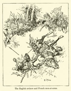 Die englischen Bogenschützen und französischen Fußsoldaten
