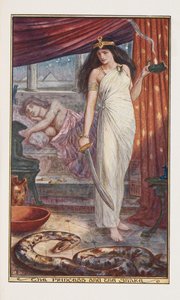 Die Prinzessin und die Schlange, Illustration aus The Brown Fairy Book von Andrew Laing, 1904 von Henry Justice Ford