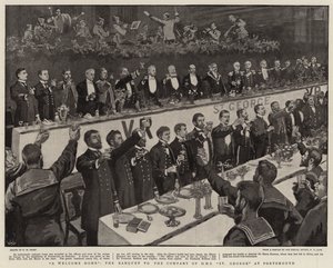 Ein herzliches Willkommen, das Bankett für die Besatzung der HMS St. George in Portsmouth von Henry Marriott Paget