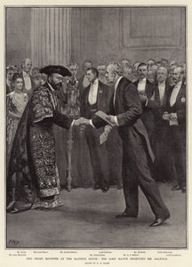 Der Premierminister im Mansion House, der Lord Mayor empfängt Mr. Balfour von Henry Marriott Paget