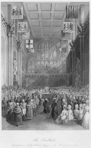 Die Guildhall. Installation des Lord Mayor am 8. November, um 1841 von Henry Melville