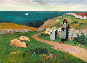Junge bretonische Mädchen auf dem Feld von Henry Moret