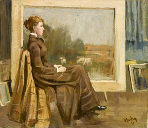 Porträt einer Dame, sitzend ist die zukünftige Frau des Künstlers, 1893 von Henry Morley