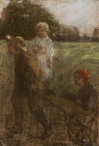 Kinder mit Schubkarre von Henry Muhrmann